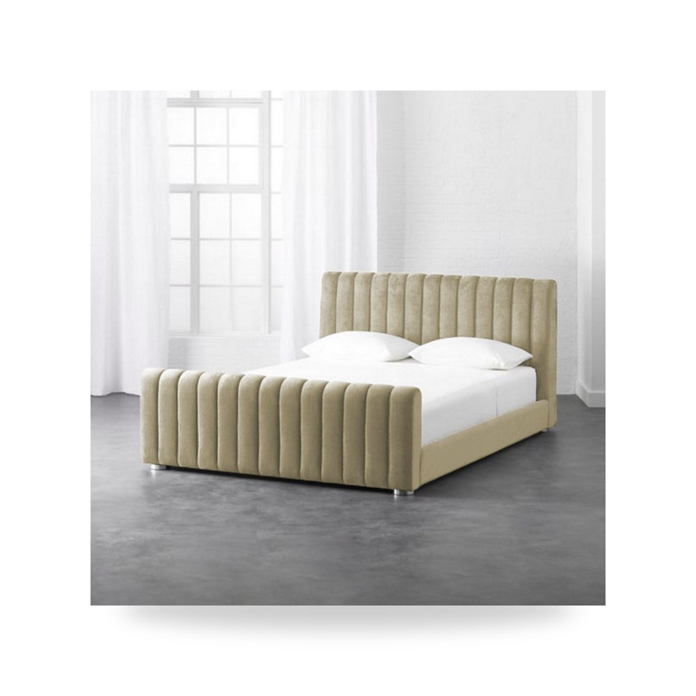 سرير نوم فاخر - هيكل سرير قطيفة عاجي Lombardia 200×140 In - من In-House