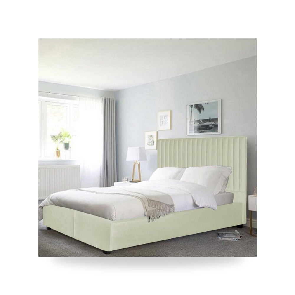 سرير نوم فاخر - هيكل سرير قطيفة عاجي Victoria 200×120 In - من In-House - طراز 902321BO5008