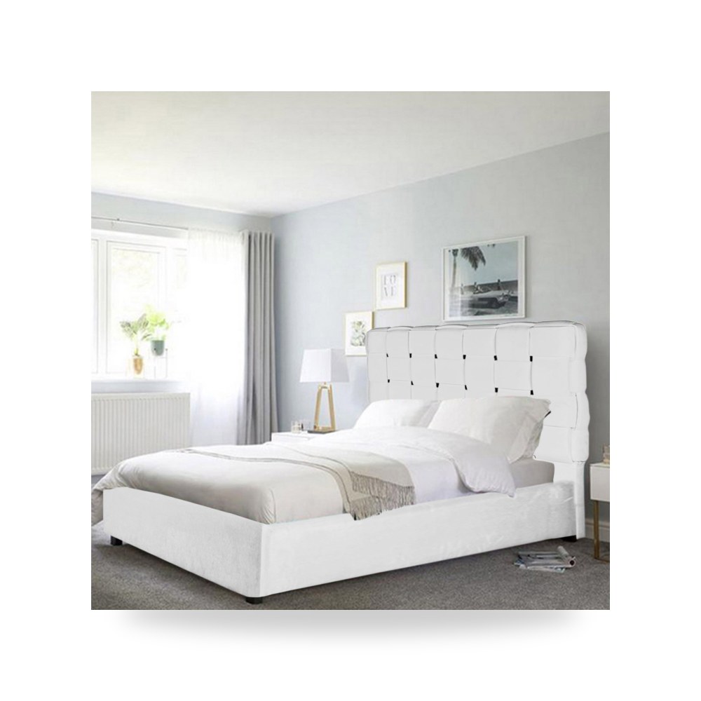 سرير نوم فاخر - هيكل سرير قطيفة عاجي Roma 200×140 In House - من In-House