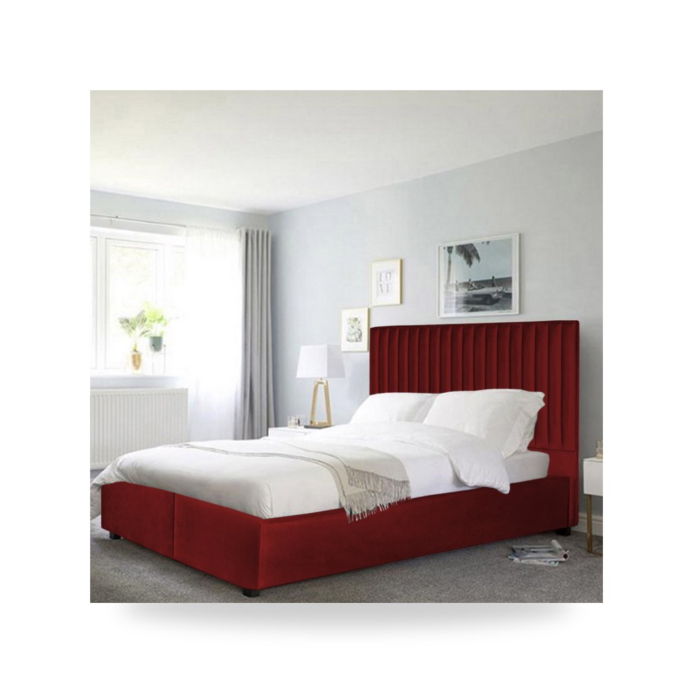 سرير نوم فاخر - هيكل سرير قطيفة Victoria Burgundy 200×90 In - من In-House