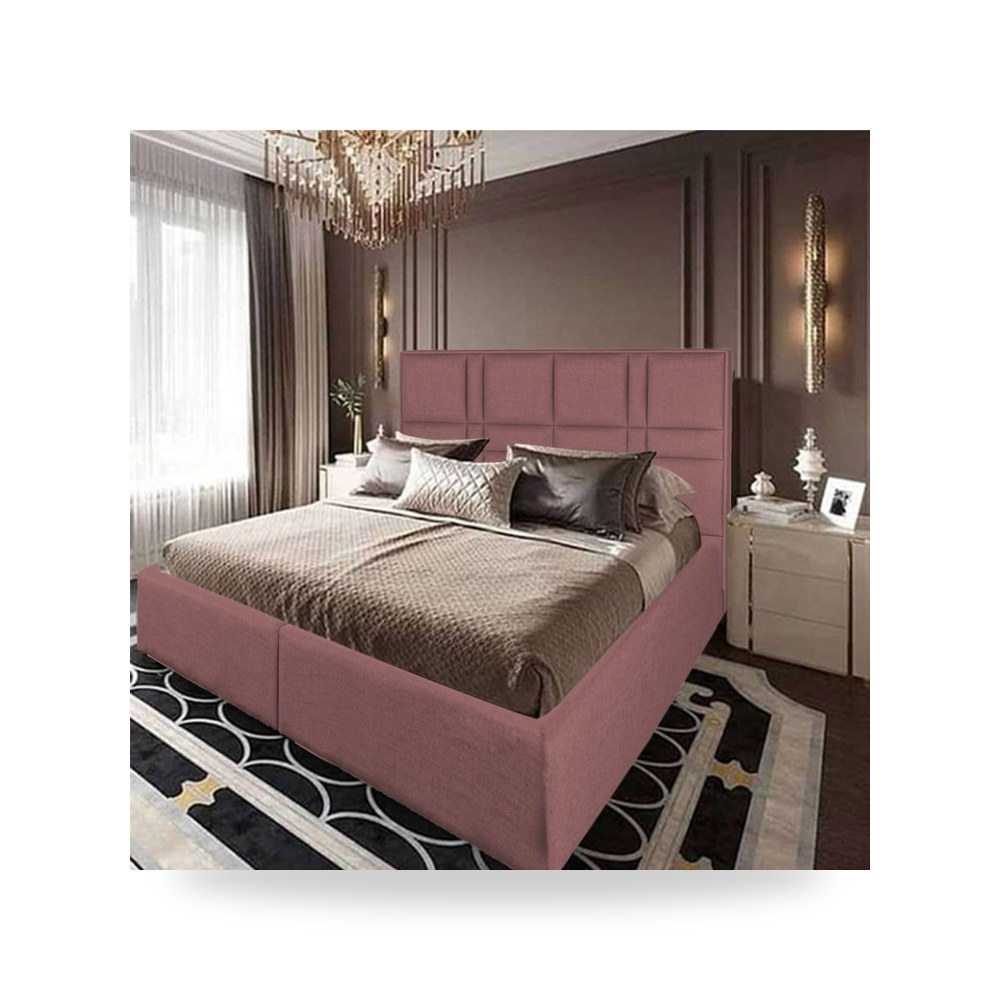 سرير نوم فاخر - هيكل سرير قطيفة وردي Janawa Dark 200×140 In - من In-House