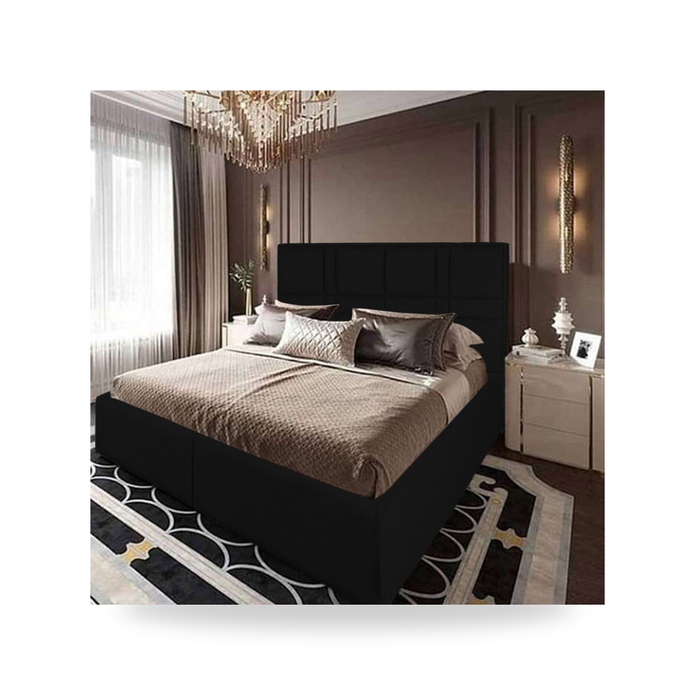 سرير نوم فاخر - هيكل سرير قطيفة أسود Janawa 200×140 In House - من In-House