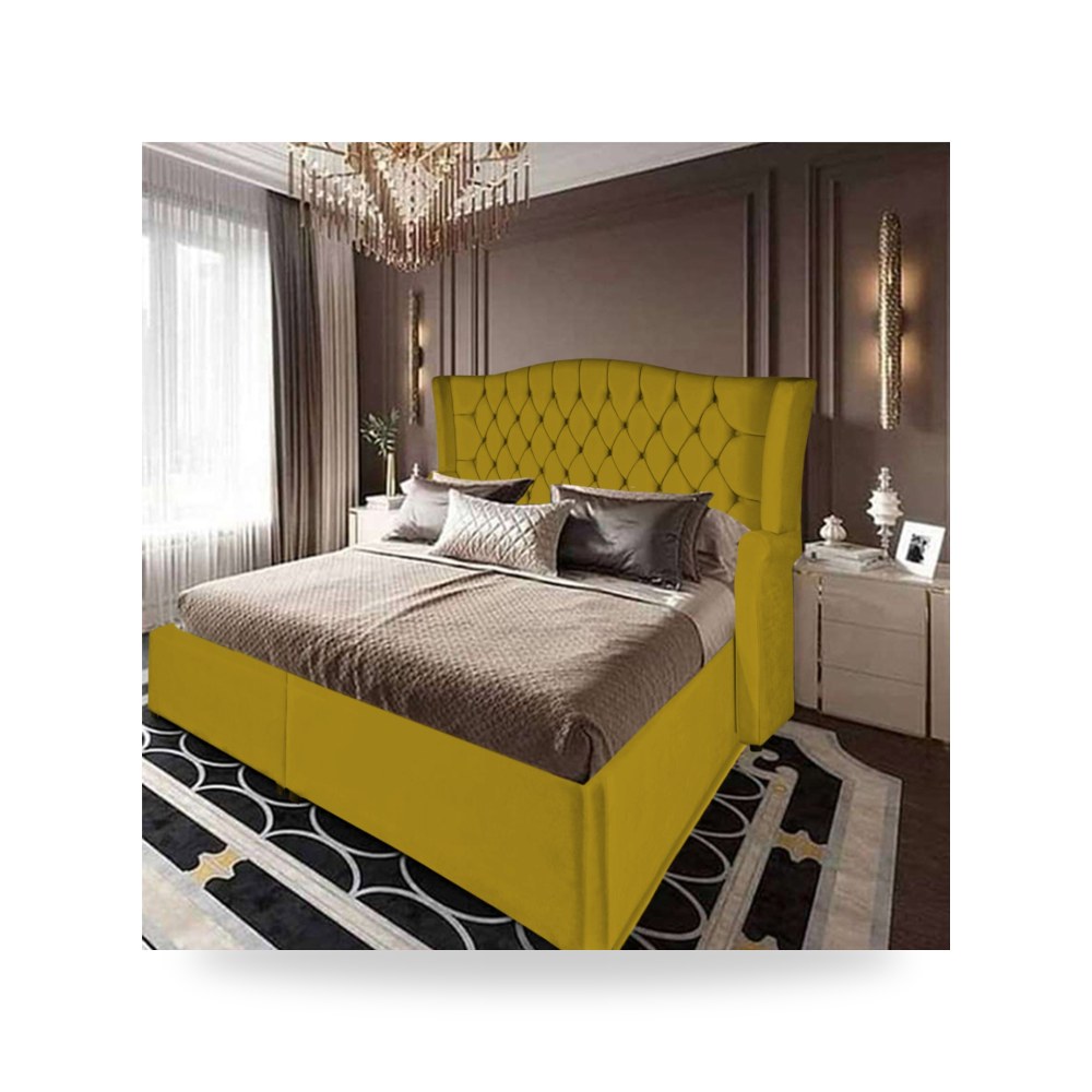 سرير نوم فاخر - هيكل سرير قطيفة ذهبي Granada 200×120 In House - من In-House