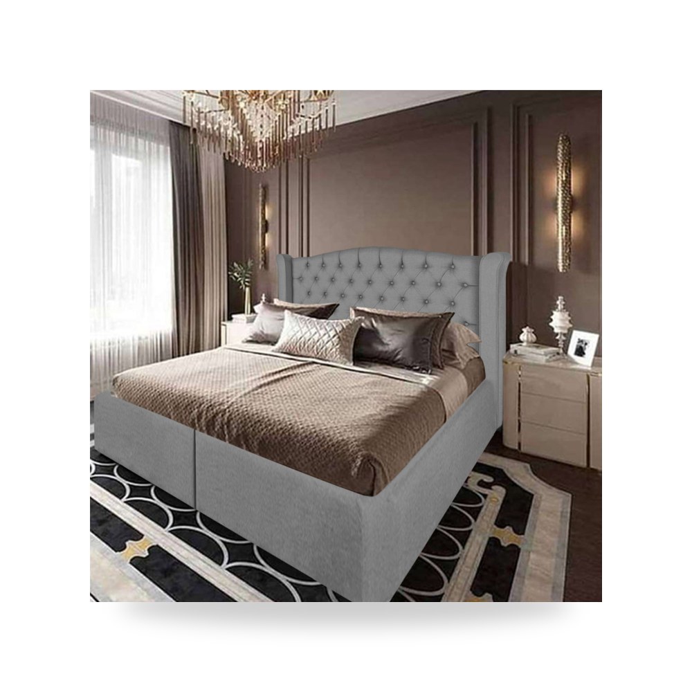 سرير نوم فاخر - هيكل سرير قطيفة رمادي Cordoba 200×120 In - من In-House