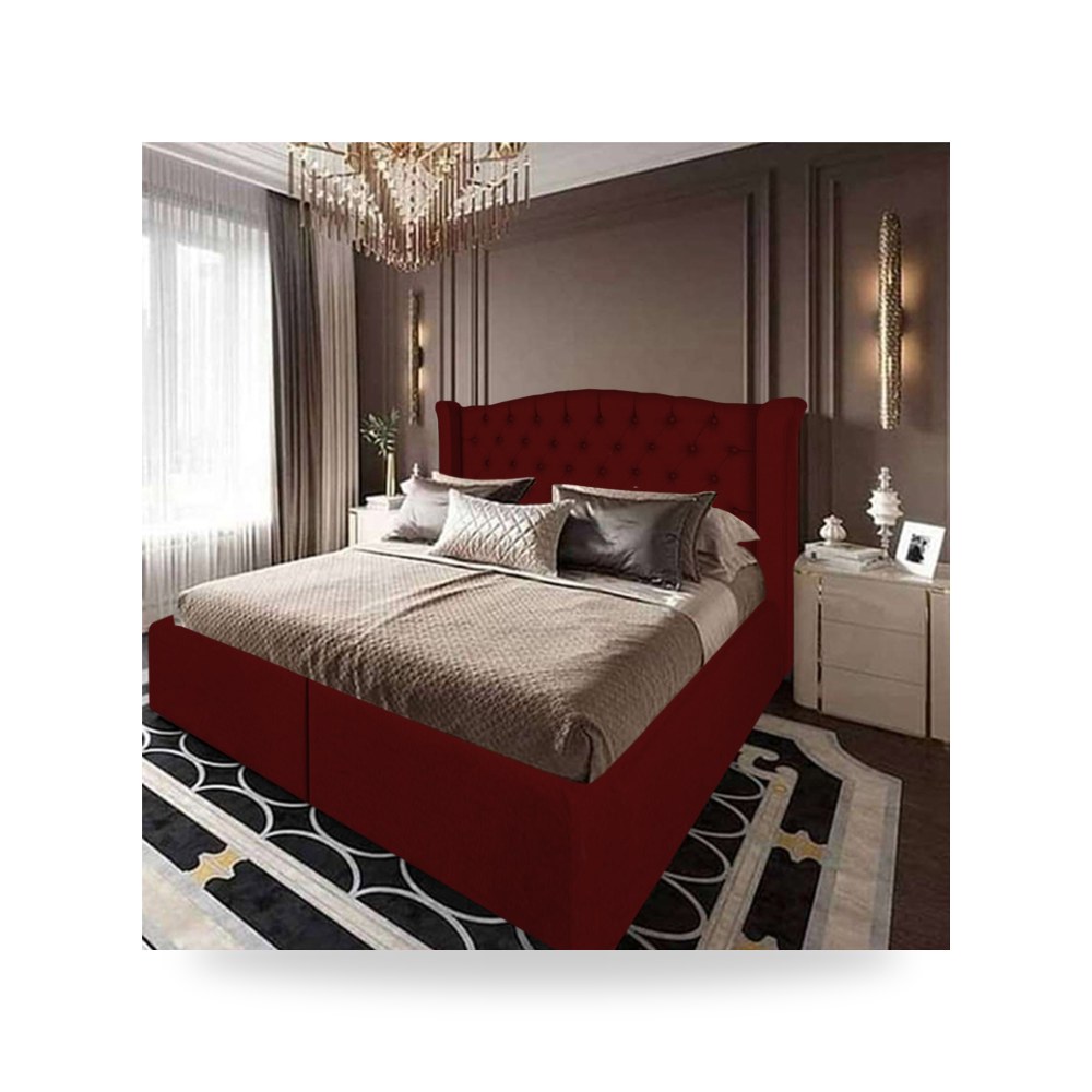سرير نوم فاخر - هيكل سرير قطيفة Cordoba Burgundy 200×120 In - من In-House