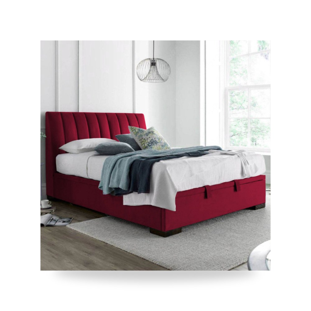 سرير نوم فاخر - هيكل سرير قطيفة Lychee Burgundy 200×160 In - من In-House