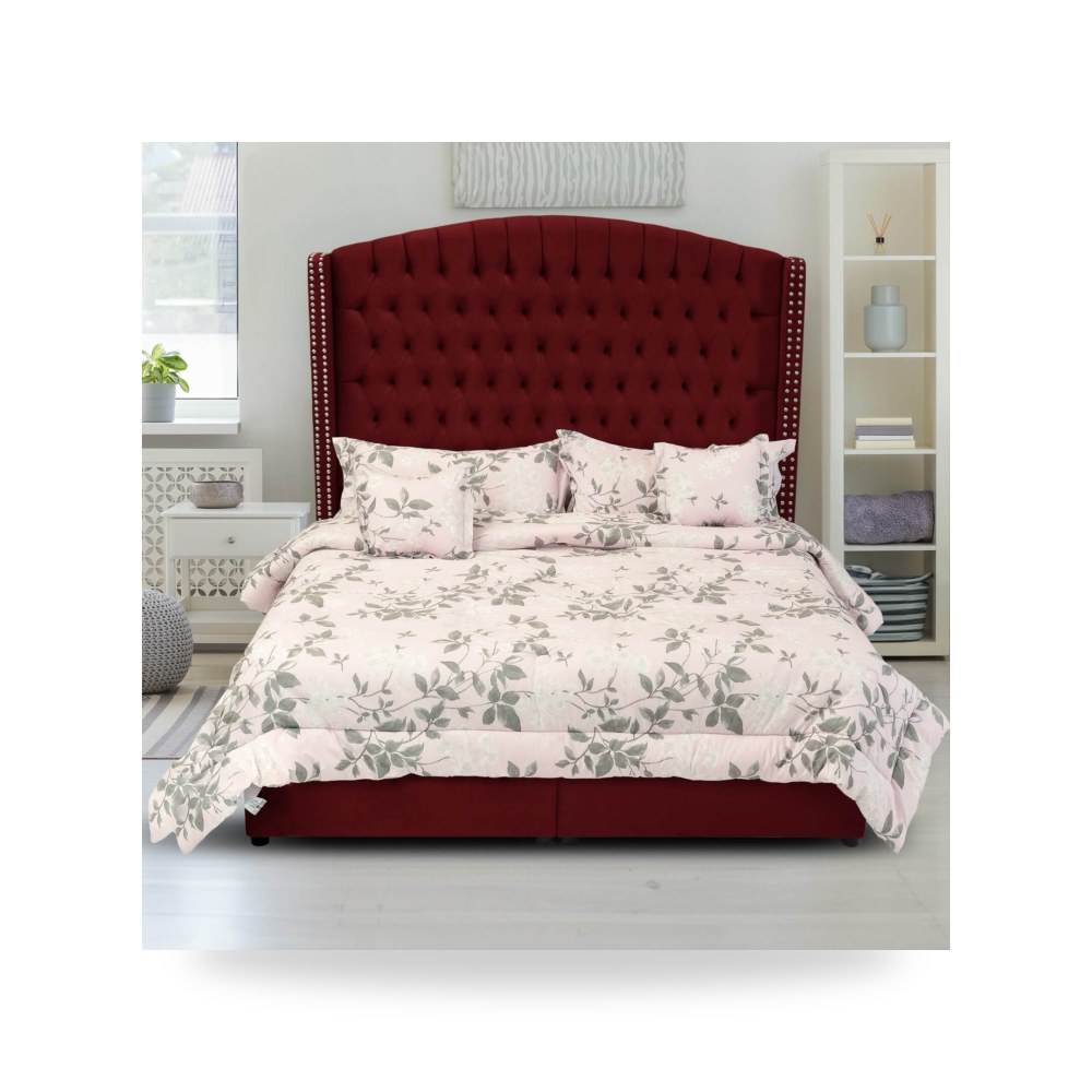 سرير نوم فاخر - هيكل سرير كتان Lujin Burgundy 200×120 In - من In-House - طراز 902158203303