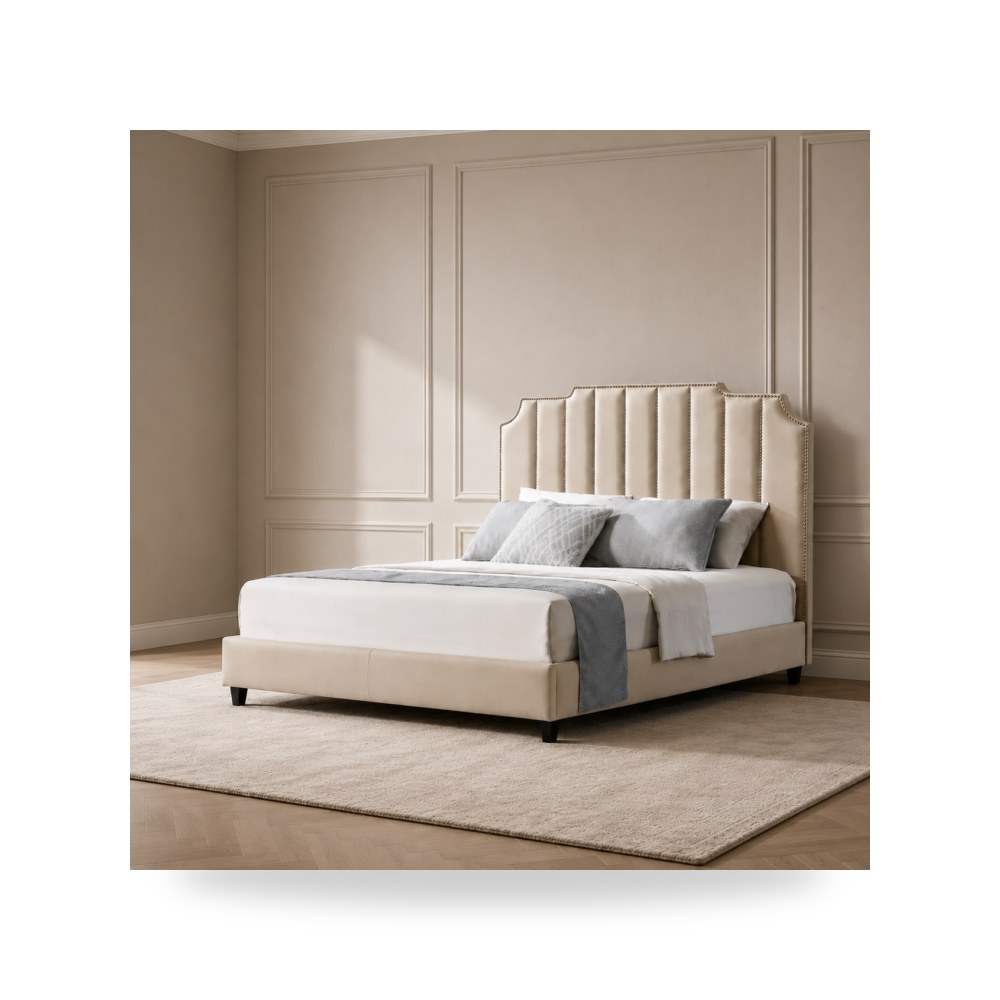 سرير نوم فاخر - Cream Beauty King Bed - من - طراز WHC4-B12