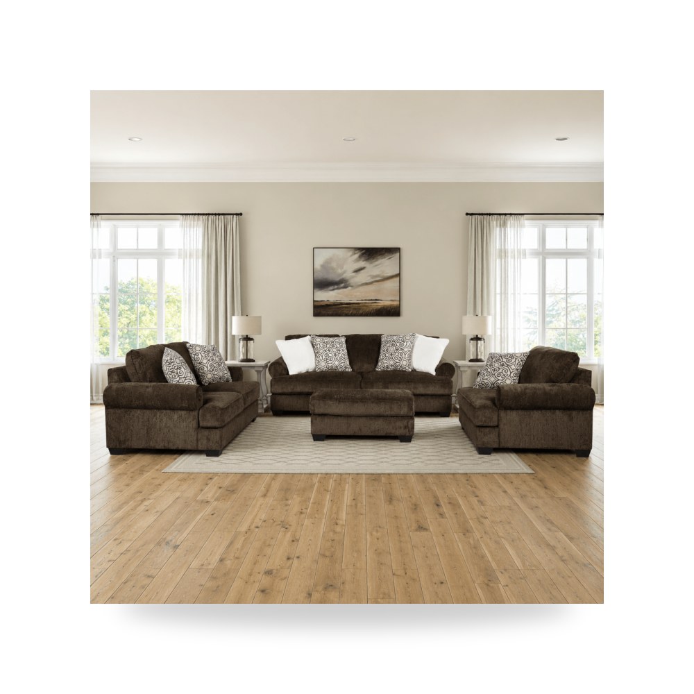 كراسي ومقاعد فاخرة - أريكة بني Monaghan Ashley - طراز 96299-SofaSet
