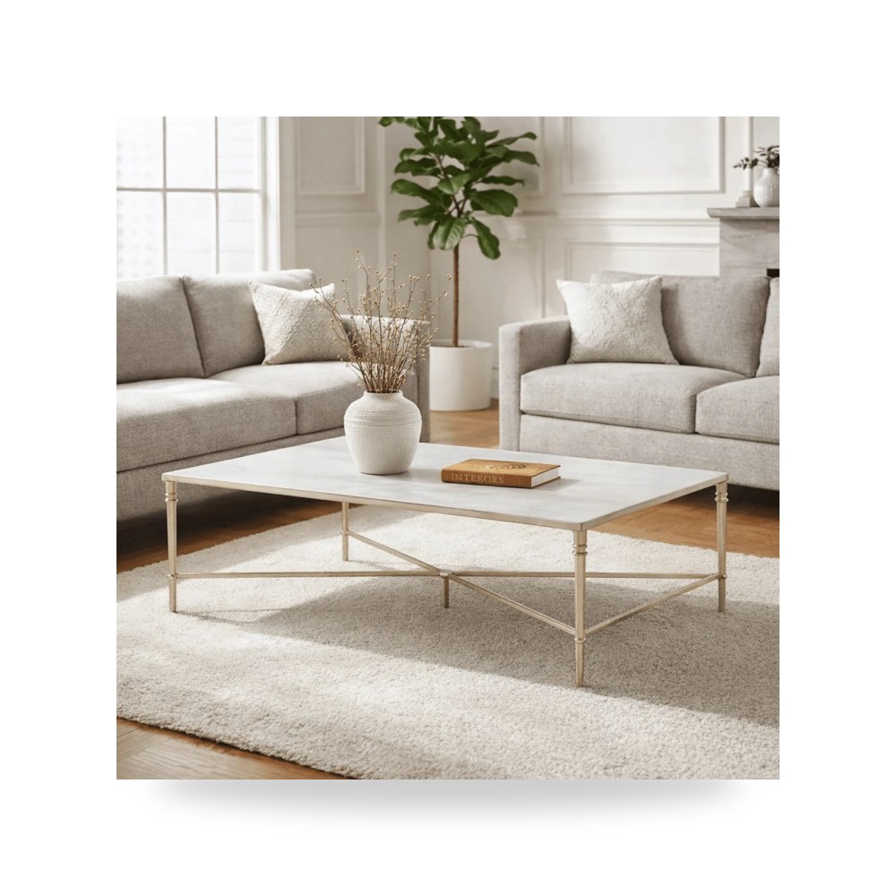 طاولة قهوة فضي Marcellia Square موديل TB6578-S-KIT AlRugaib Furniture