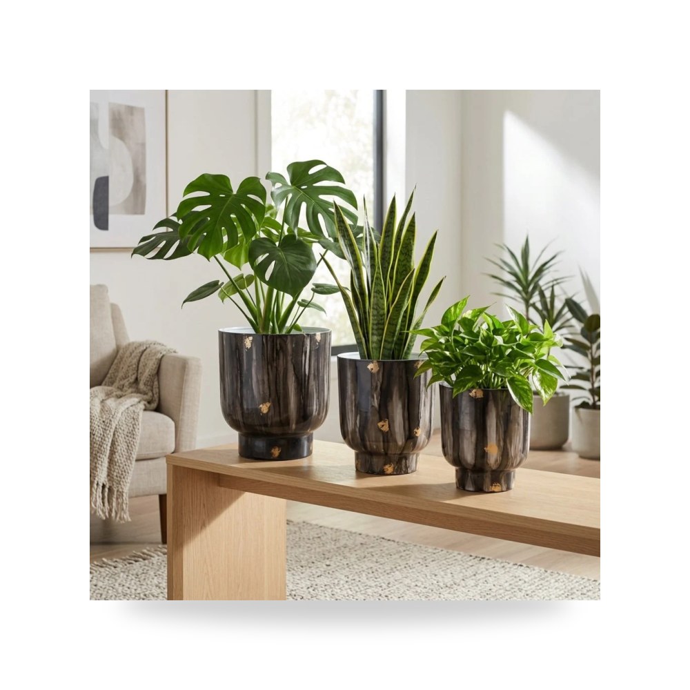 حوض زرع ونباتات ديكوري فاخر - رمادي S - 3 Planters معتمد - من Sagebrook Home