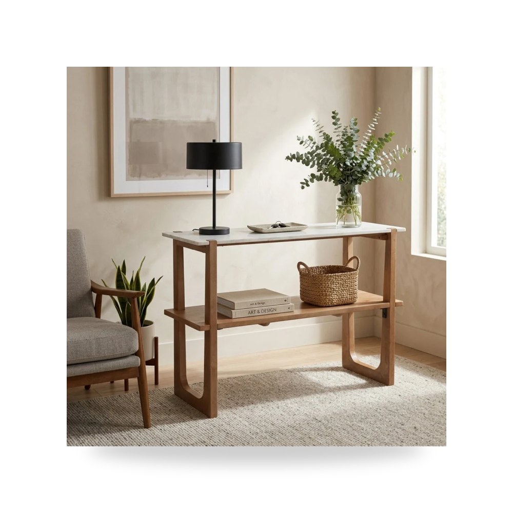 طاولة كونسول أبيض W - White - brown 46×30 من ساج بروك هوم Sagebrook Home موديل 23263