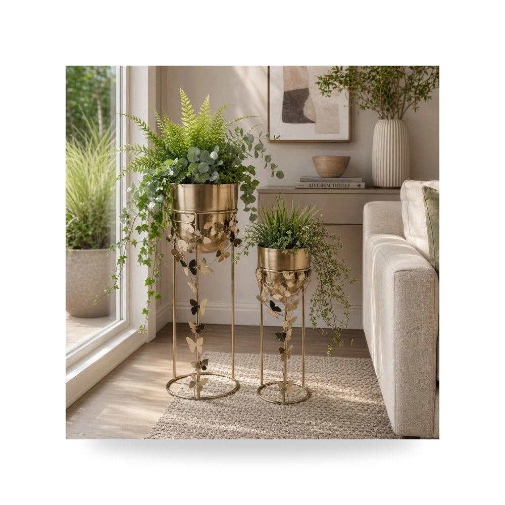 حوض زرع ونباتات ديكوري فاخر - ذهبي S - 2 Butterflies Planters - من Sagebrook Home