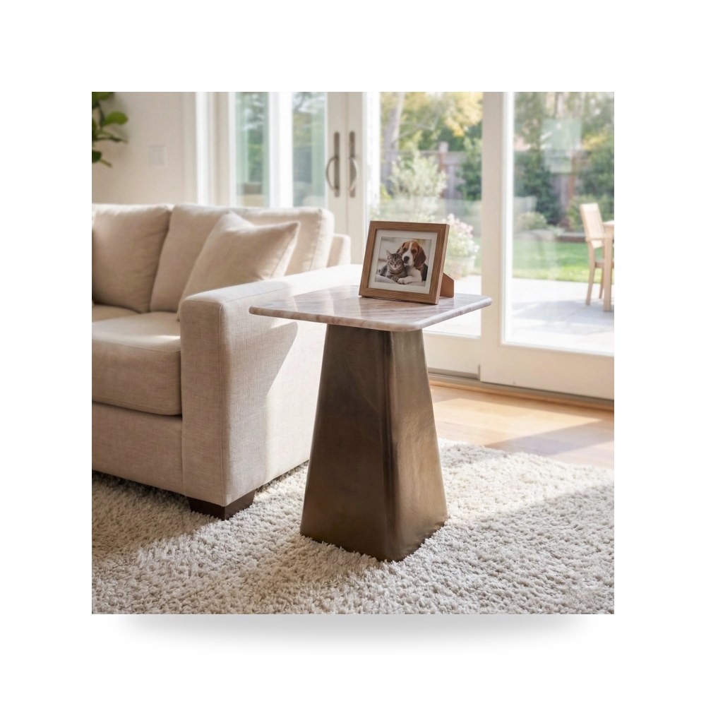 طاولة نحاس أصفر أحمر Antique W - marble 22×16 من ساج بروك هوم Sagebrook Home موديل موديل