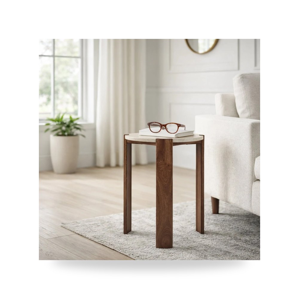 طاولة جانبية بني Travertine Tan - brown 22×16 من ساج بروك هوم Sagebrook Home