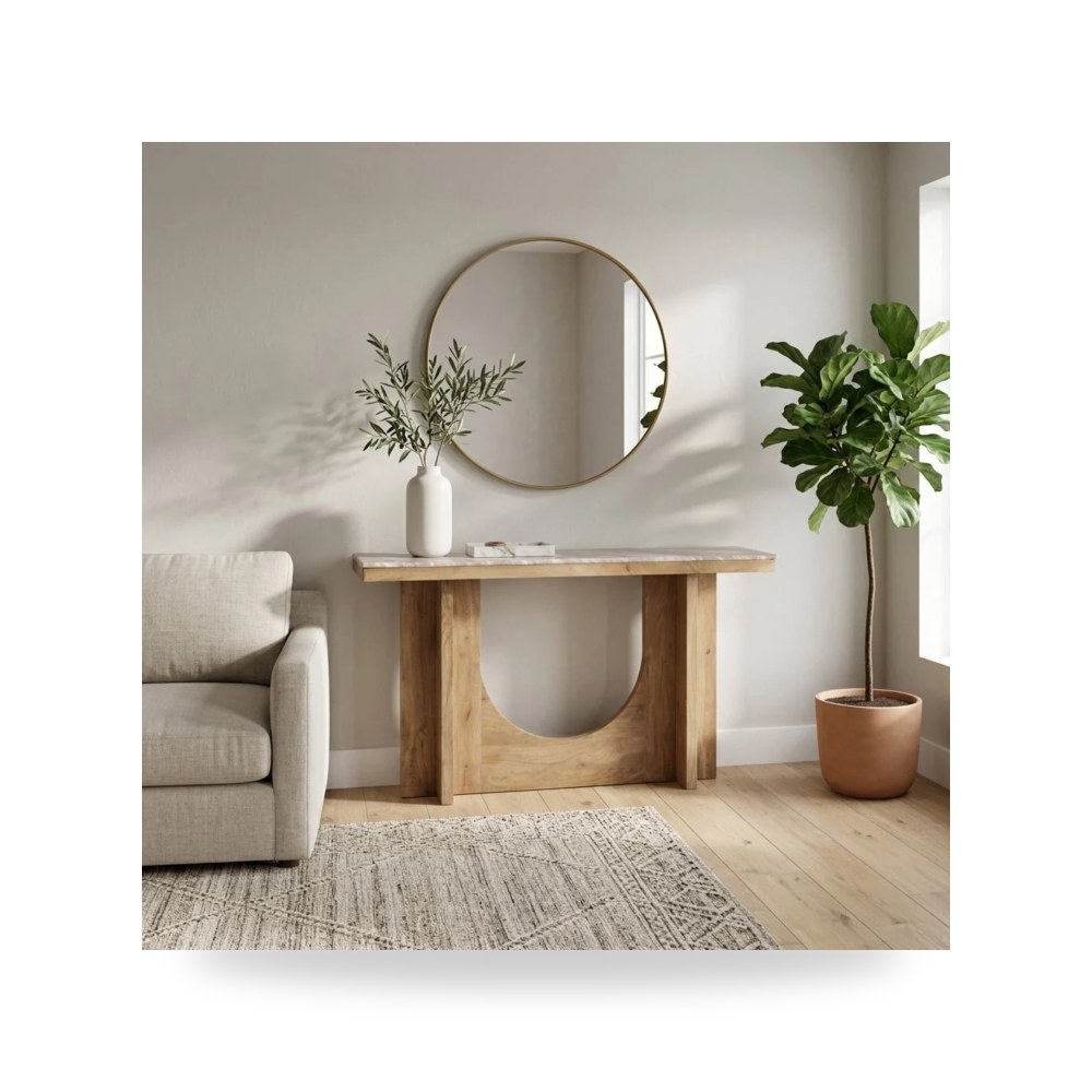 طاولة كونسول بني Arch Tan - brown 52×30 من ساج بروك هوم Sagebrook Home