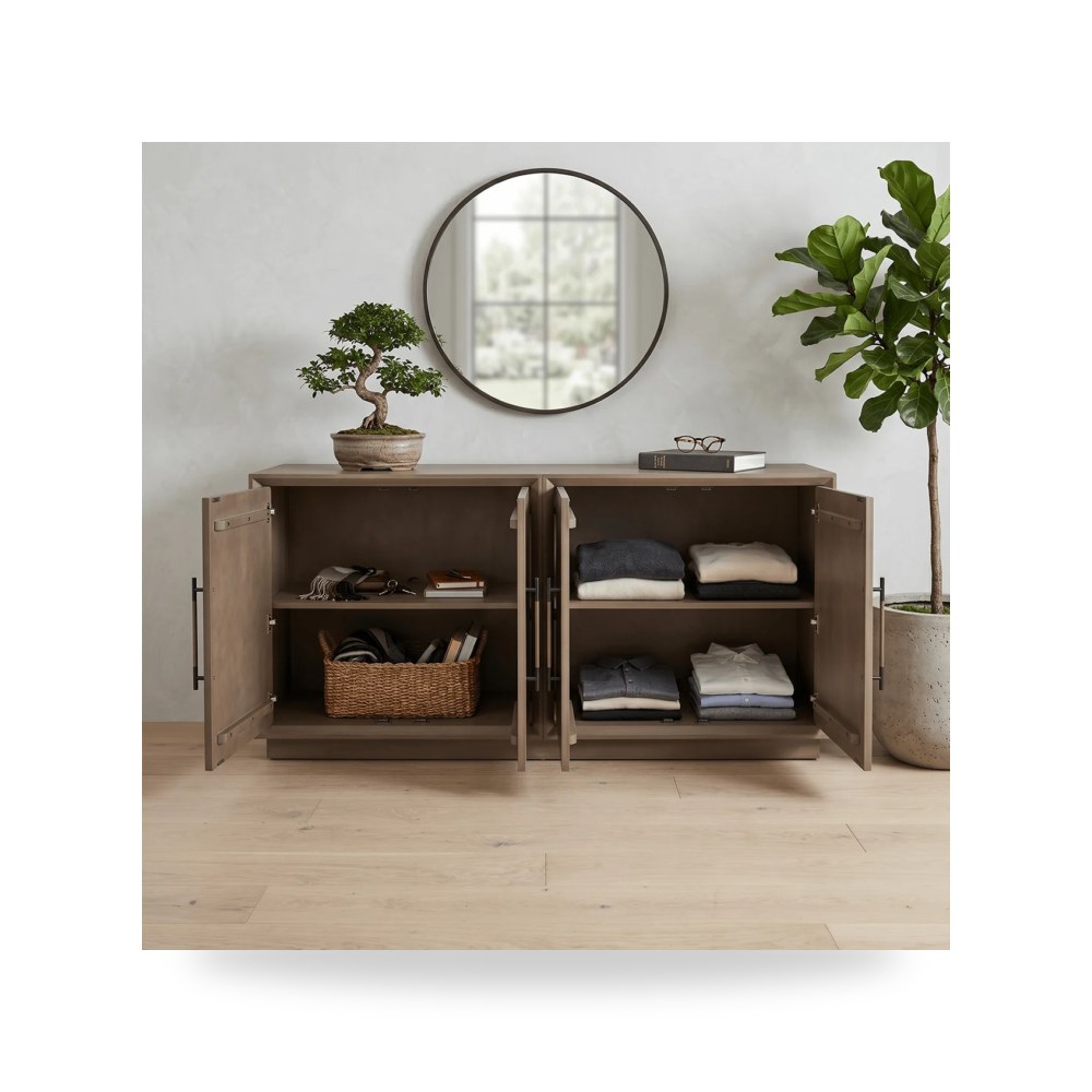 خشب بني Louvinar Sideboard, Sagebrook Home موديل EV23084