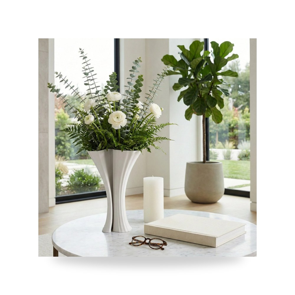 فازة زينة أبيض Sagebrook Home موديل EV22749