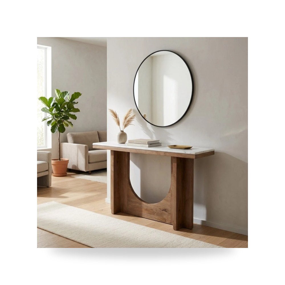 طاولة كونسول أبيض Arch White - brown 52×30 من ساج بروك هوم Sagebrook Home