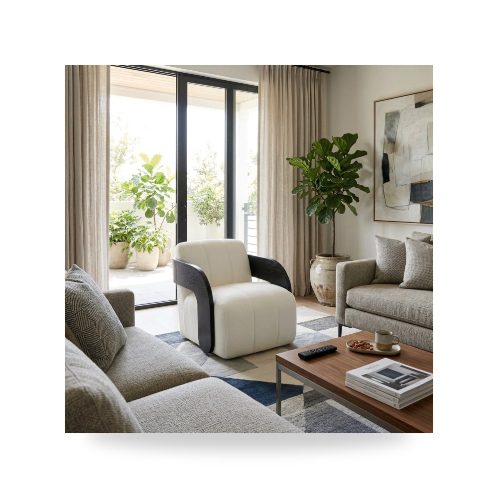 كرسي جلوس بتصميم أنيق - 33x31 Modern Swivel Rocker Chair, Gray - black - من Sagebrook