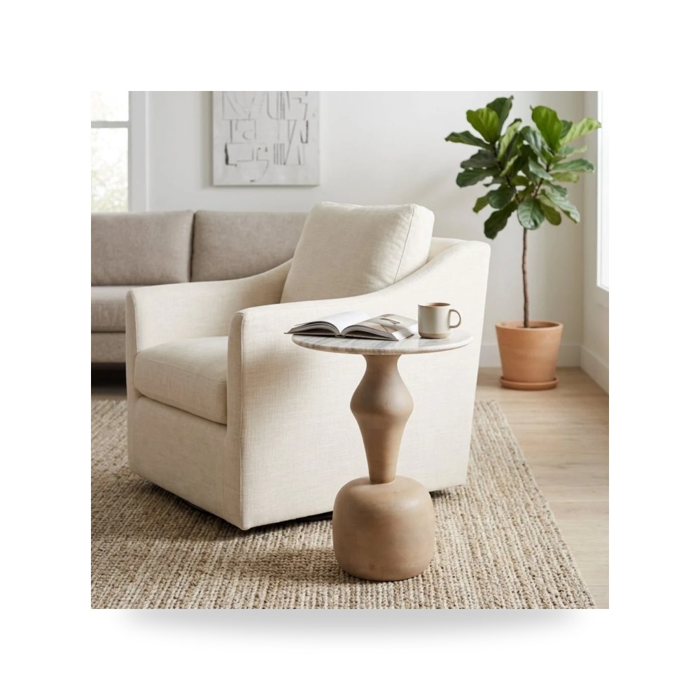 طاولة 22" Caliber Wood And Marble Accent Sagebrook Home موديل EV23379