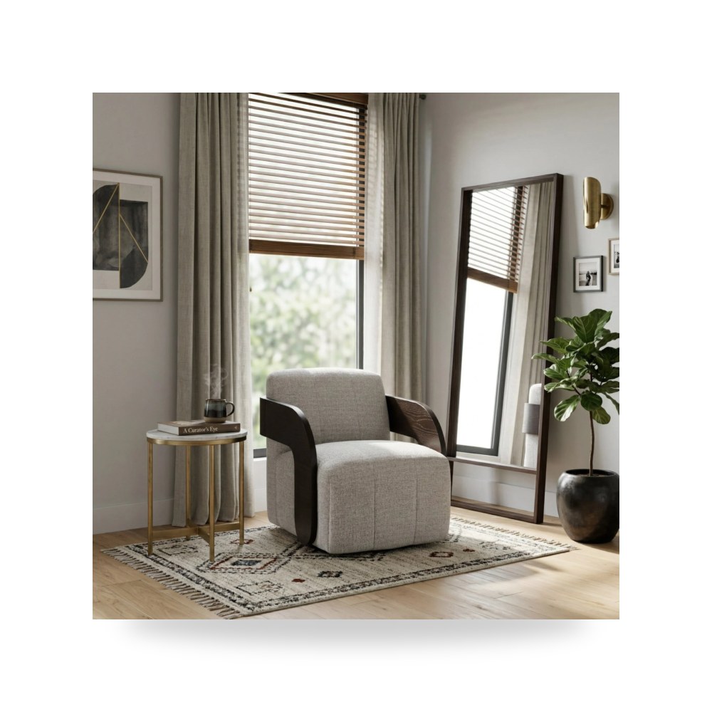 كرسي جلوس بتصميم أنيق - 33x31 Modern Swivel Rocker Chair, Tan - brown - من Sagebrook Home