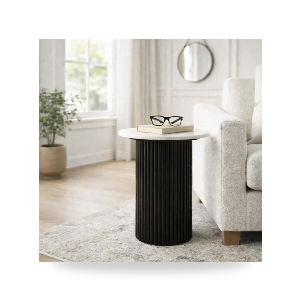 طاولة جانبية أسود Base White - black 22×18 من ساج بروك هوم Sagebrook Home
