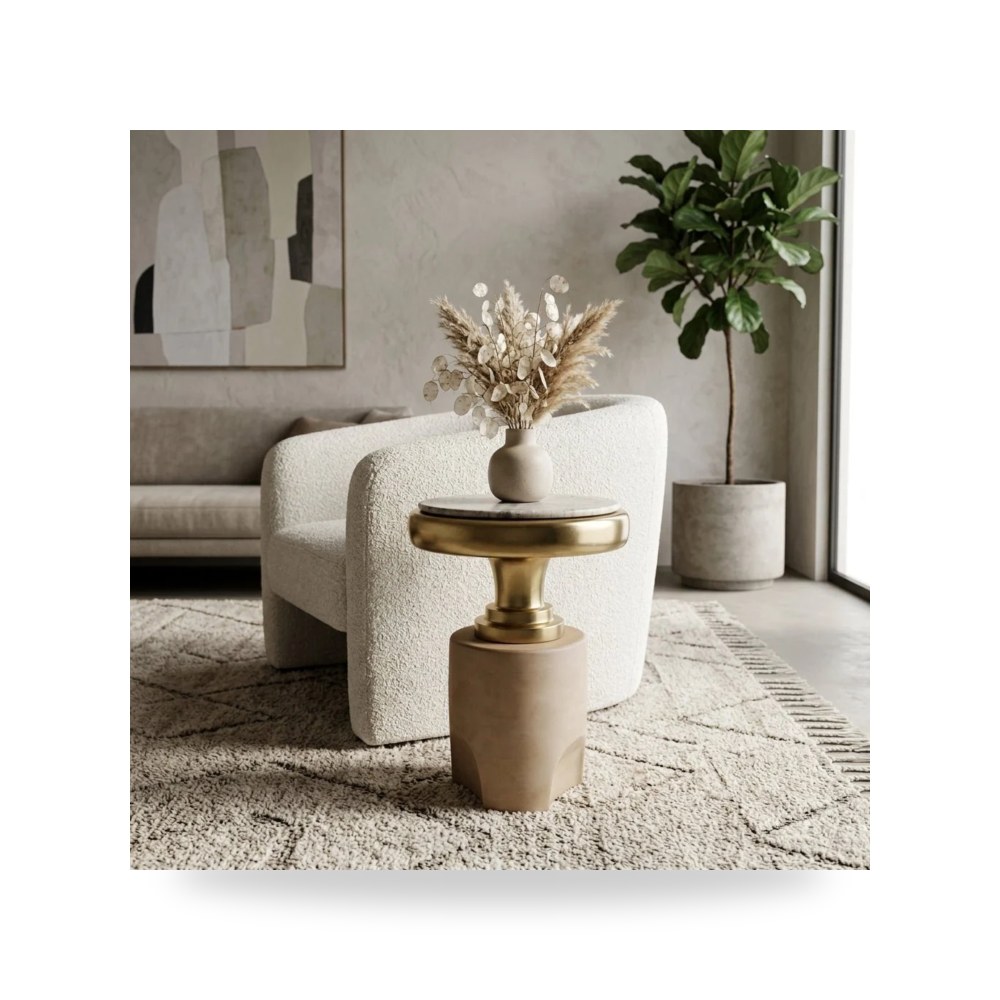 طاولة 22" Cardin Wood And Marble Accent Sagebrook Home موديل EV23381
