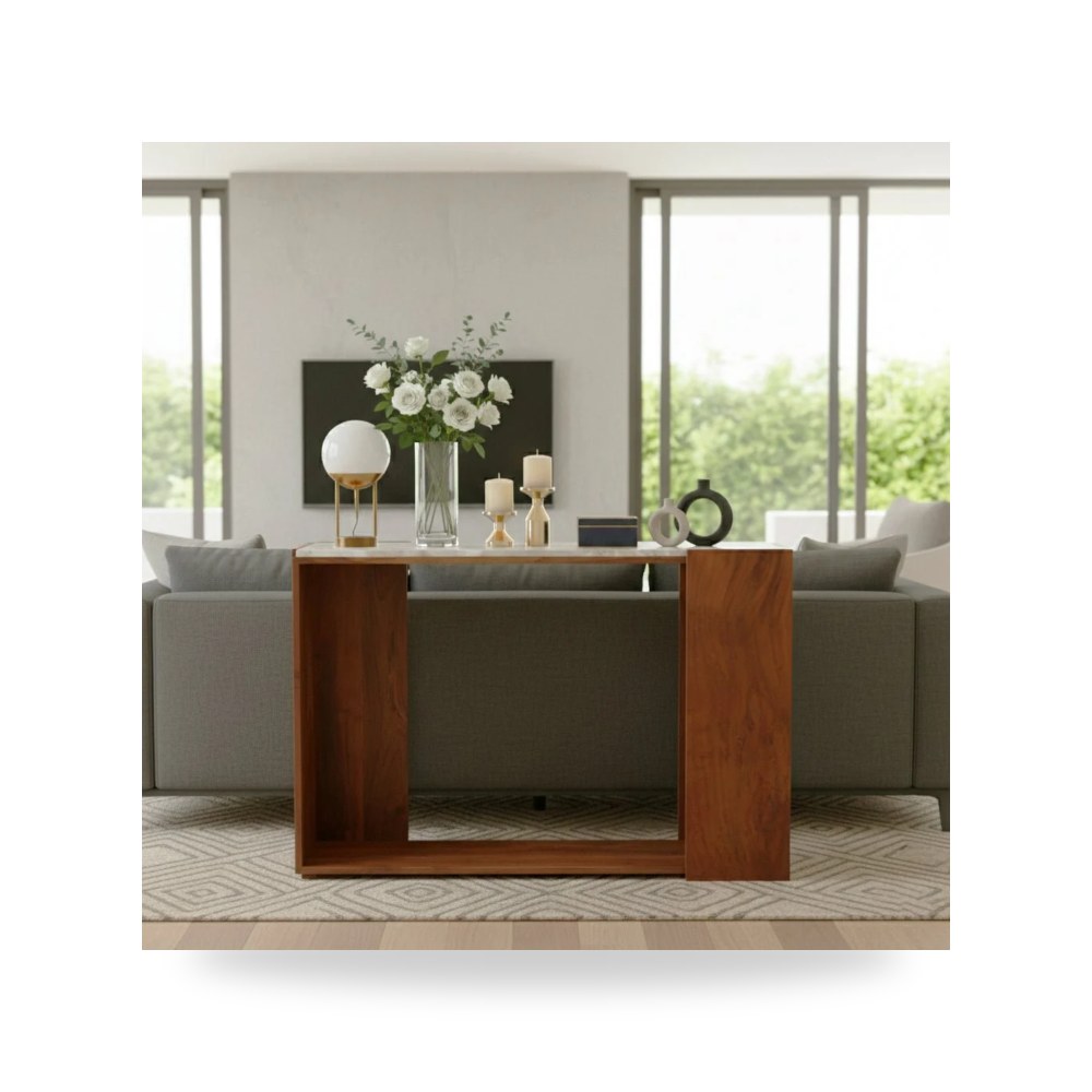 طاولة كونسول بني Marble Table, ivory - brown من ساج بروك هوم Sagebrook Home موديل