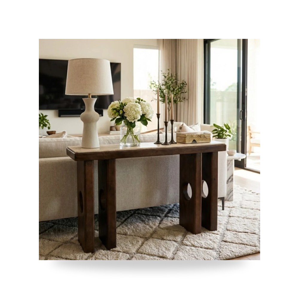 طاولة كونسول بني Edge Tan - brown, Kd 46×31 من ساج بروك هوم Sagebrook Home