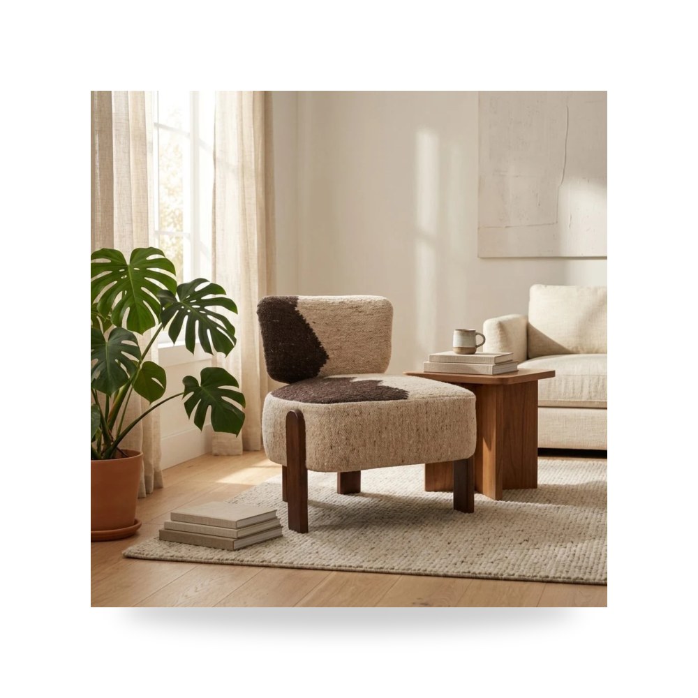 كرسي جلوس بتصميم أنيق - كرسي بني Brown - ivory 27×26 - من Sagebrook Home - طراز موديل