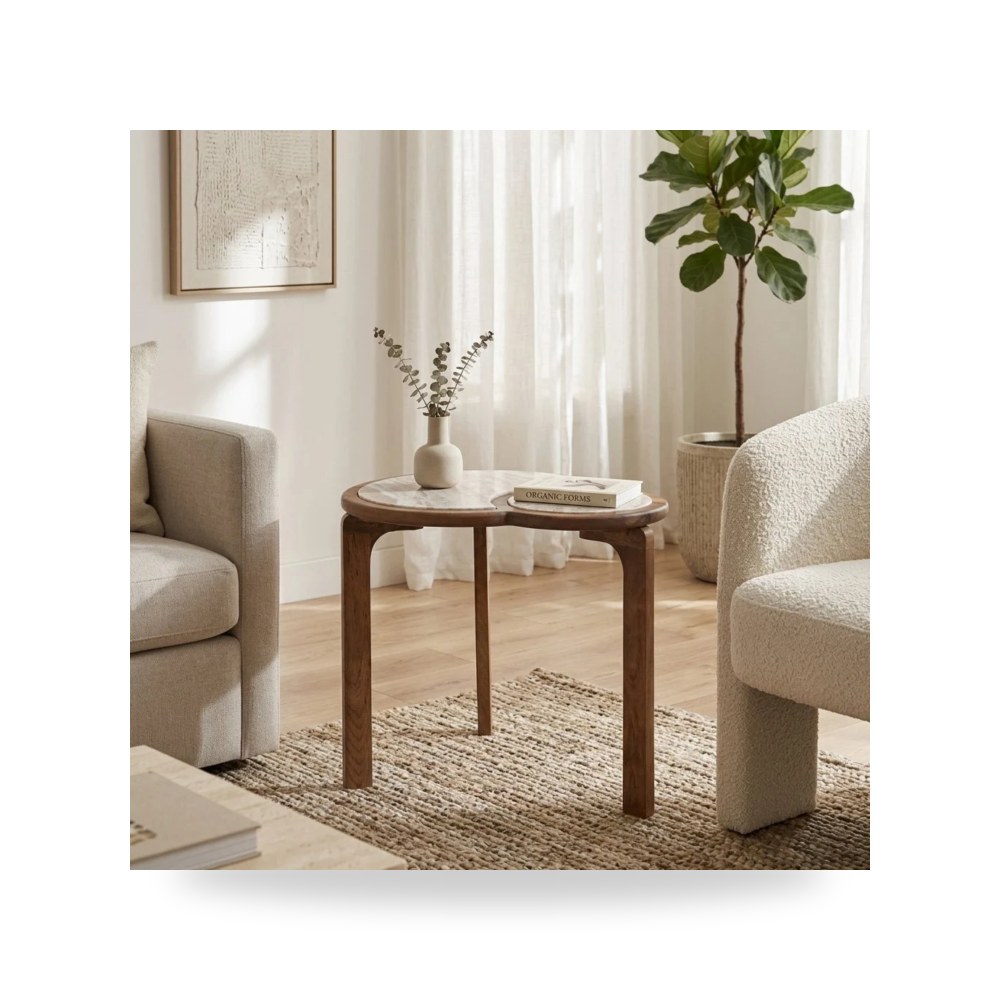 طاولة 26" Tenney Wood And Marble Accent Sagebrook Home