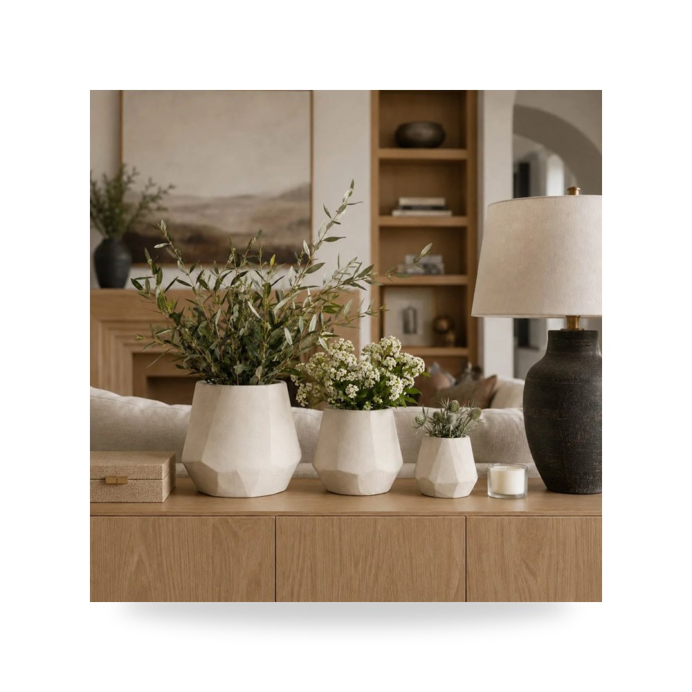 فازة زينة أبيض Sagebrook Home موديل EV22746