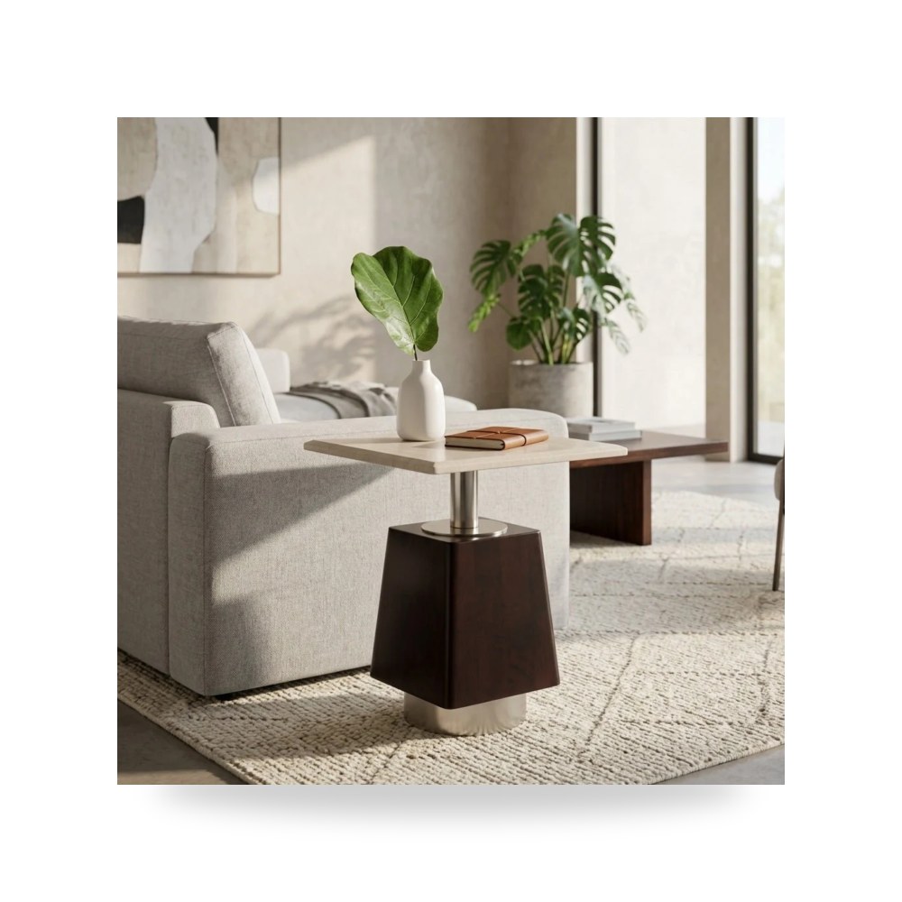 طاولة 21" Navine Wood And Marble Accent Sagebrook Home موديل EV23387