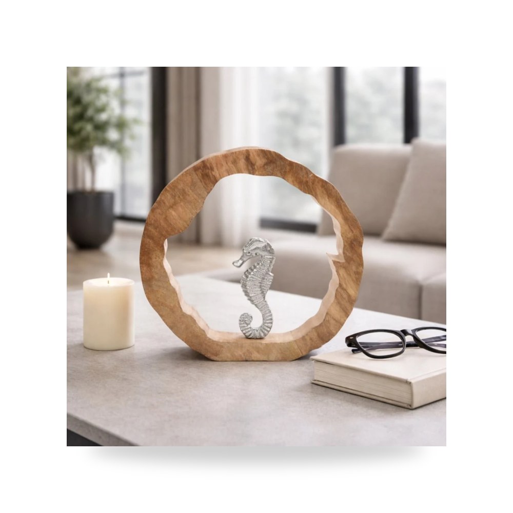 خشب فضي Seahorse Round, Silver - natural 11×11 Sagebrook Home