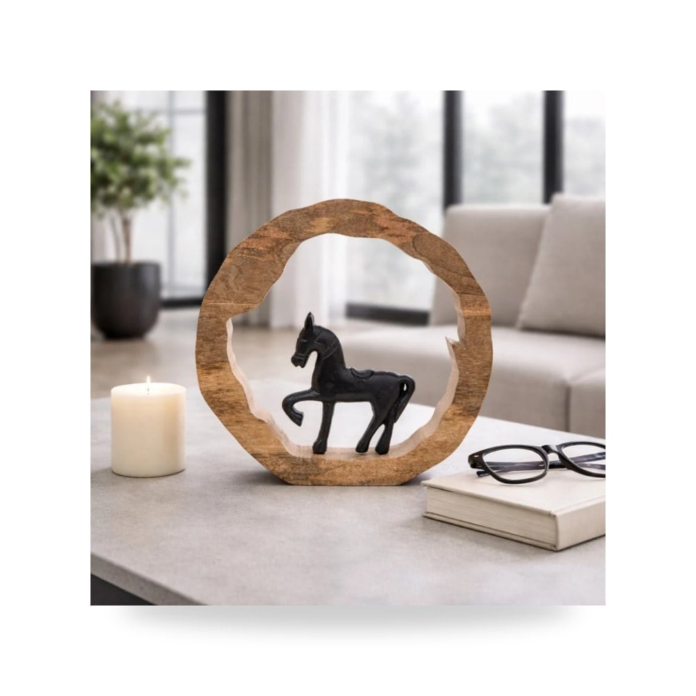 خشب أسود Horse Round, Black - natural 11×11 Sagebrook Home
