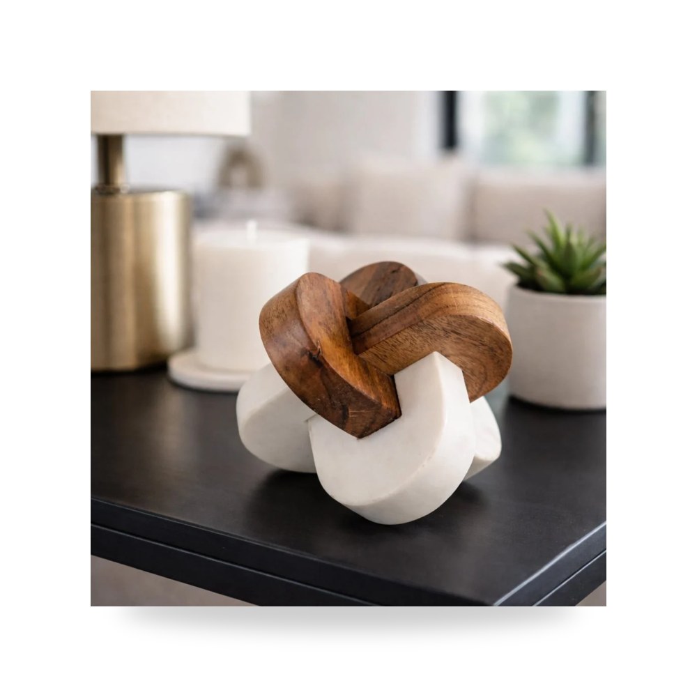 خشب أبيض Marble Knot, White - natural 6×6 Sagebrook Home موديل 23050