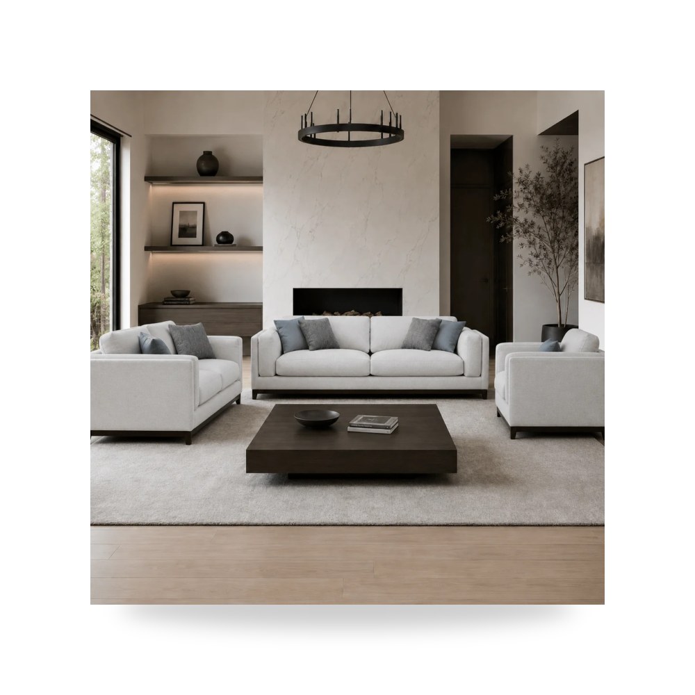 طقم كنب غرفة معيشة رمادي روتس موديل KF.131-SET-V1