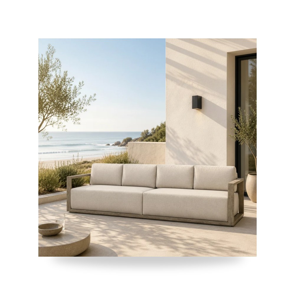 كنب غرفة المعيشة Remsen Outdoor Weathered - Dove رمادي Uttermost