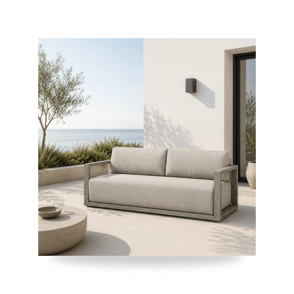 كنب غرفة المعيشة Remsen Outdoor Weathered - Dove رمادي Uttermost