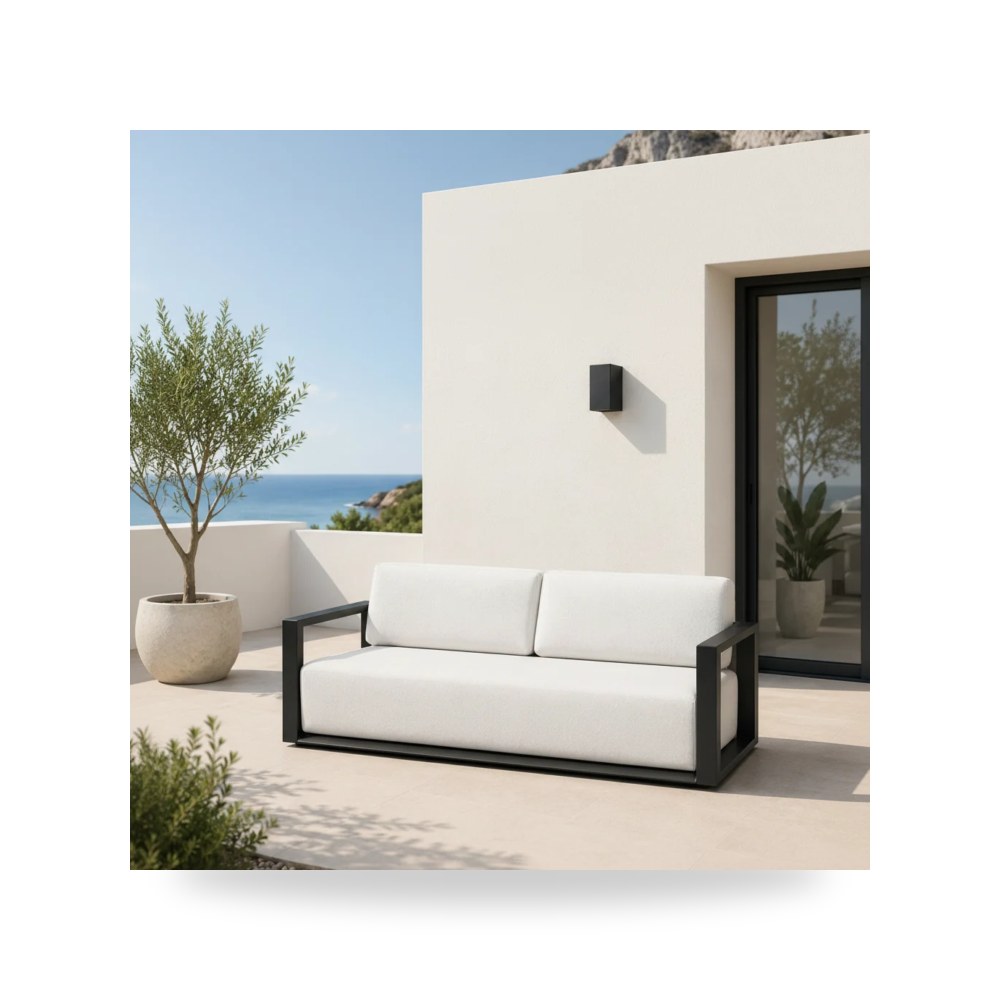 كنب غرفة المعيشة Remsen Outdoor - Oyster أسود Uttermost