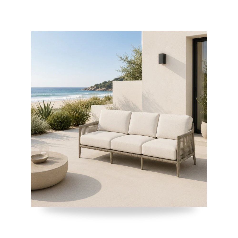 كنب غرفة المعيشة Borneo Oyster Outdoor أبيض Uttermost