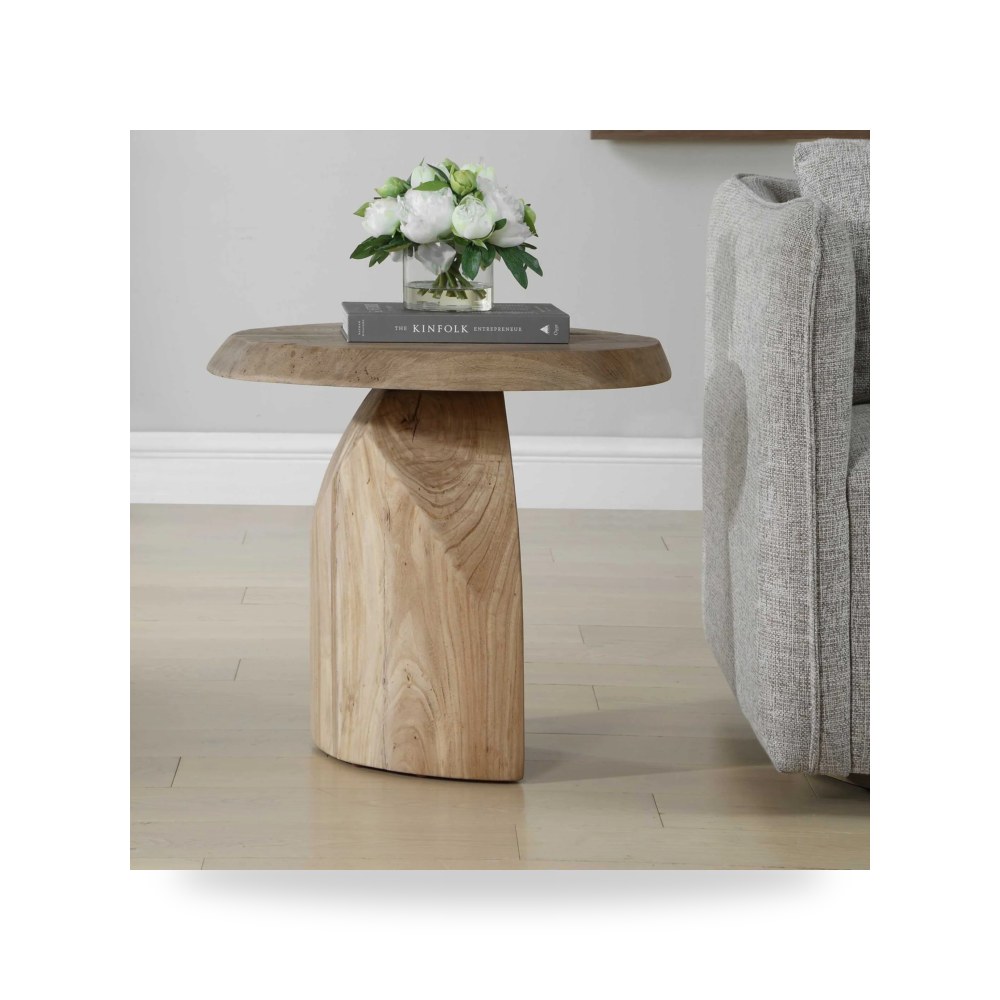 طاولة جانبية خدمة Tiernan Reclaimed Oak Round أترموست Uttermost
