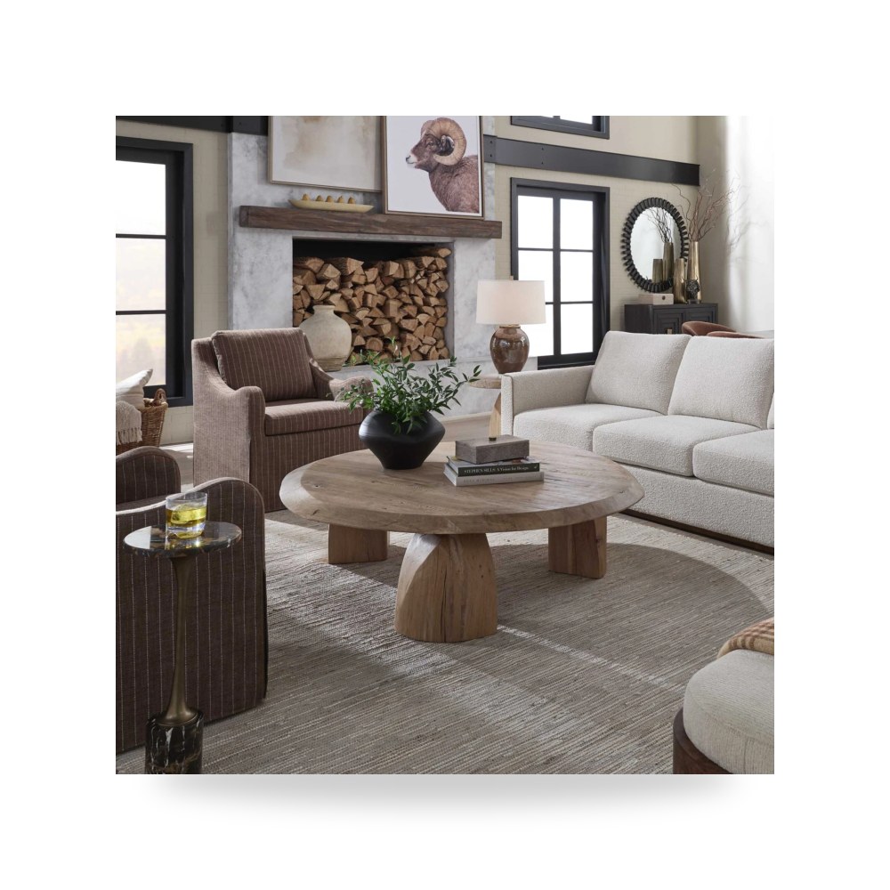 طاولة قهوة لغرفة المعيشة Tiernan Reclaimed Oak Round أترموست Uttermost