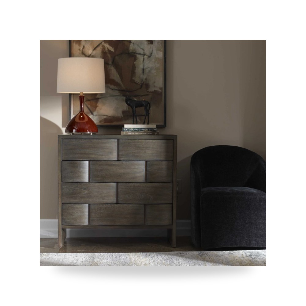 وحدة أدراج وكومودينة غرف نوم - Lydon 4 Drawer Brown Finish Chest - من Uttermost