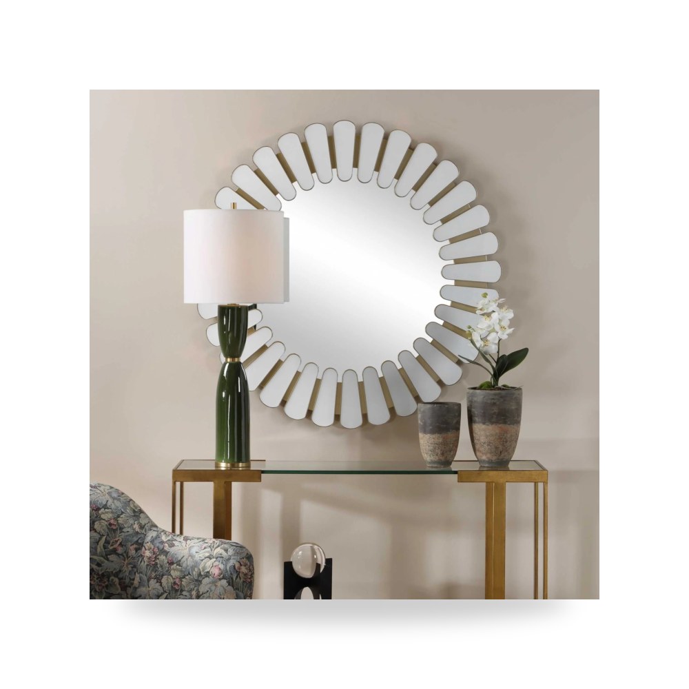 مرآة ديكور Miran Glass Round أبيض Uttermost