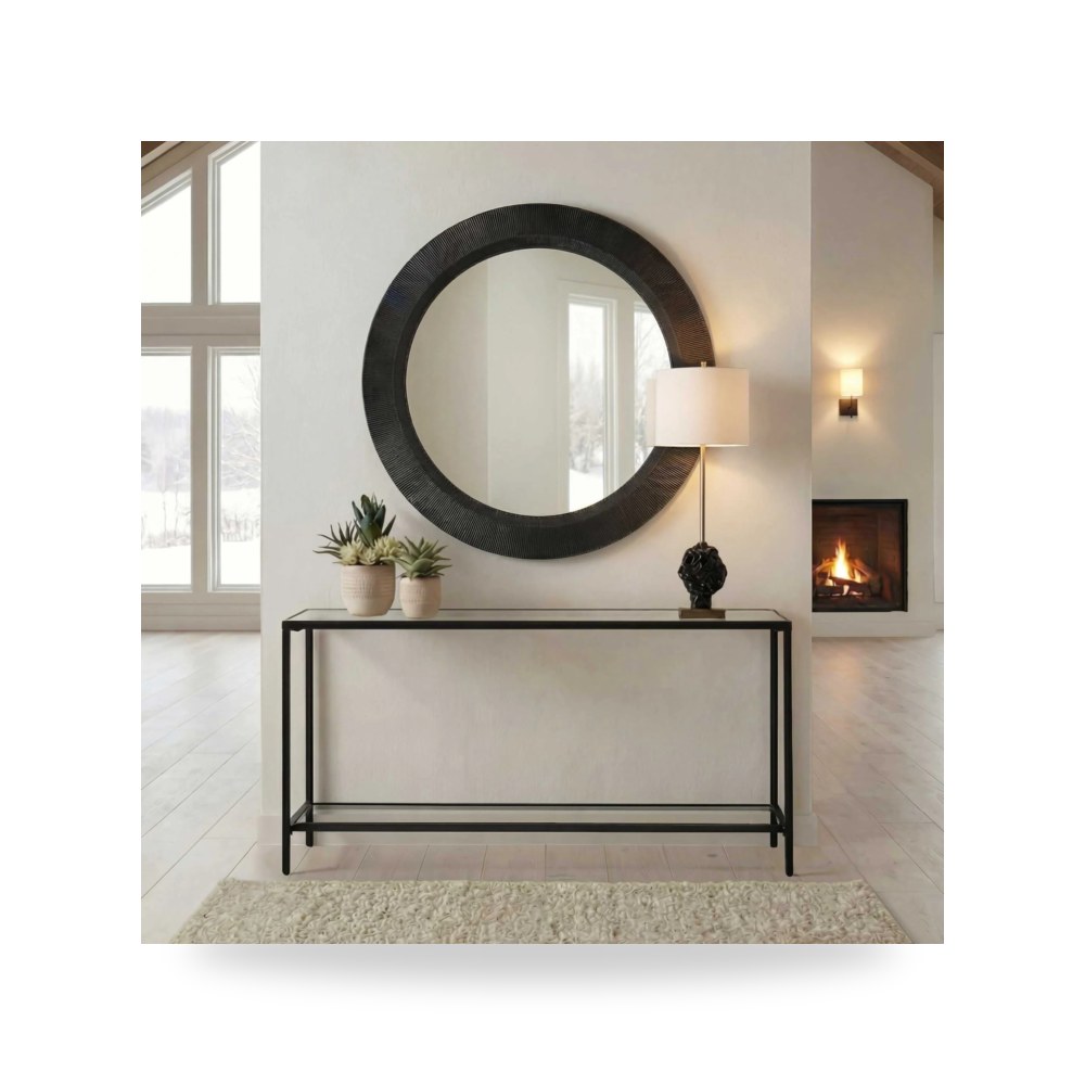 مرآة ديكور Montgomery Round أسود Uttermost