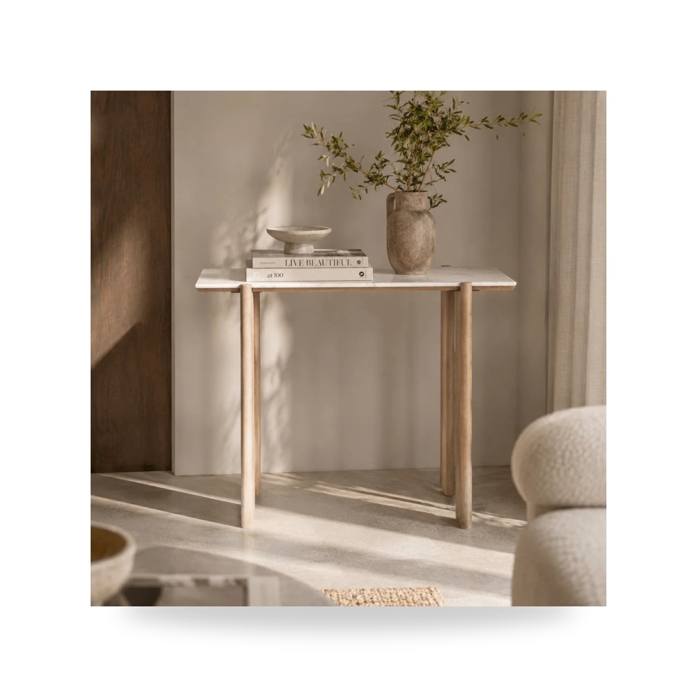 طاولة كونسول خشب أبيض ELEN Acacia Marble