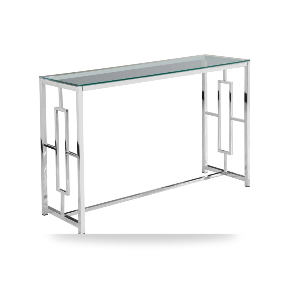 طاولة كونسول زجاج فضي METAL - GLASS Sagebrook Home