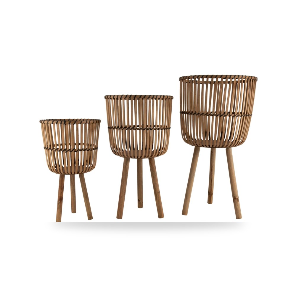 تحف وديكورات حدائق خارجية - خيزران S - 3 PLANTERS NATURAL - من Sagebrook Home